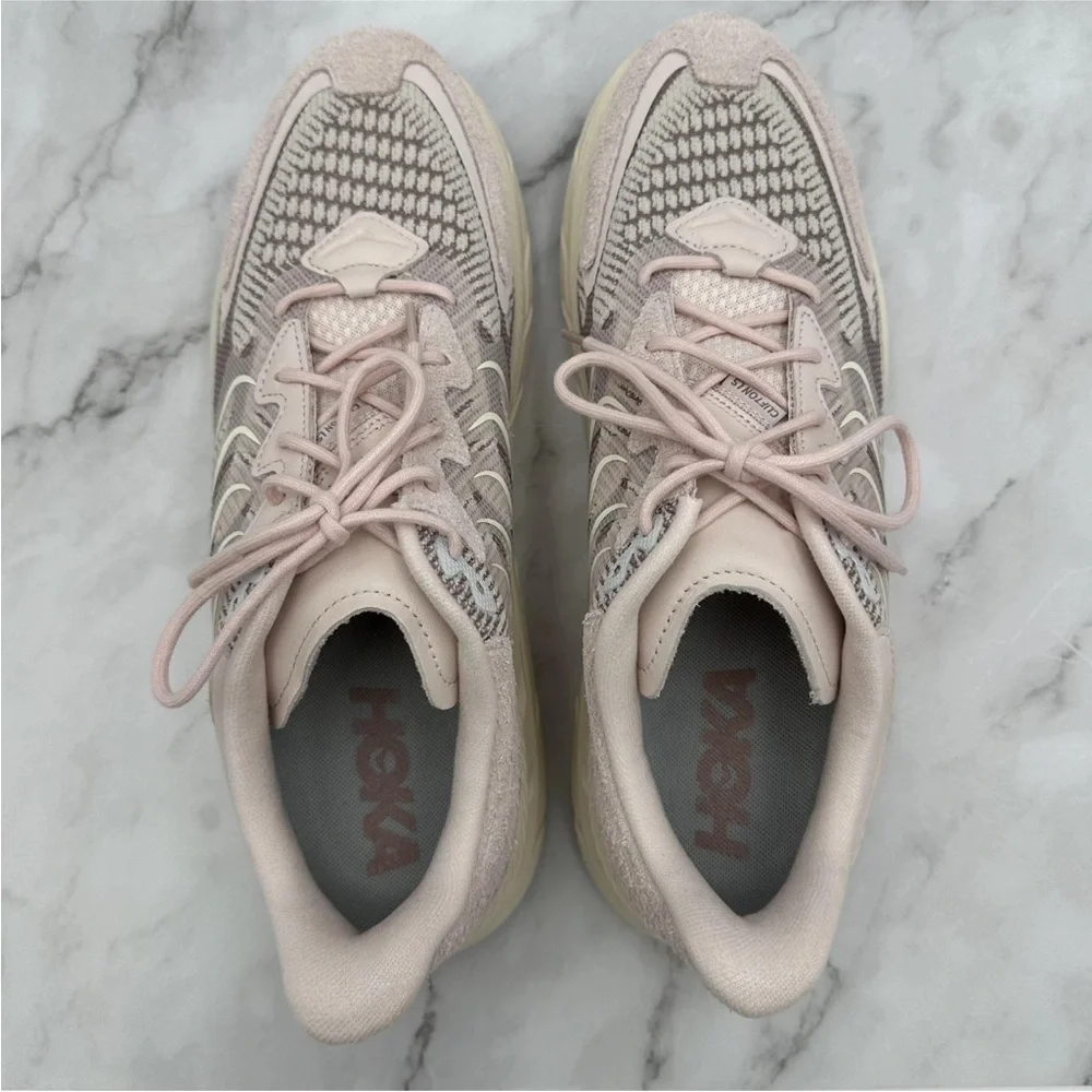 NEW Hoka One One Clifton LS Shoes Mens Size 12 Pink Cream Running Sneakers